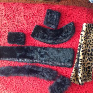 7-Piece Lot Vintage Faux Fur for Wearing, Repairing Or Crafting
